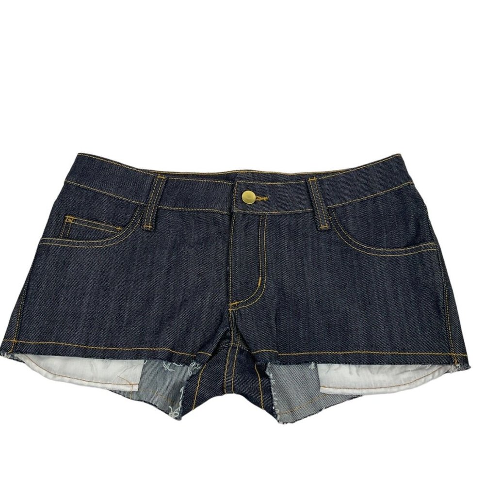 Carmar Shorts Womens Sz 26 Dark Denim Cheeky High Cut Distressed Hem $196 Nwot